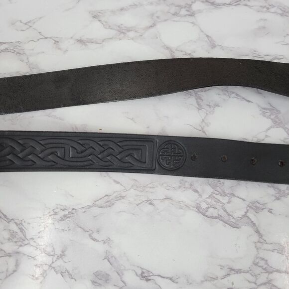 Bergamot Vintage 80s Black Leather Celtic Belt with Silver 2D Dragon Buckle - Picture 14 of 14